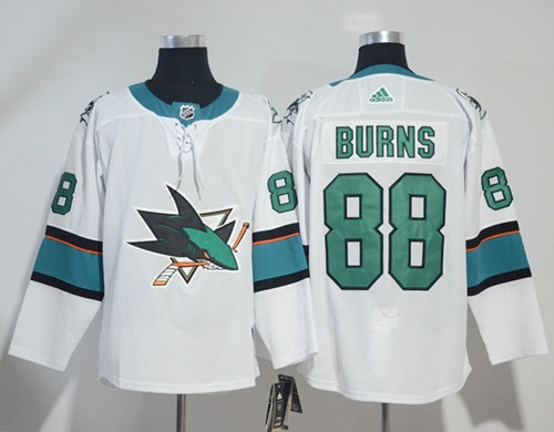 Adidas Men San Jose Sharks #88 Brent Burns White Road Authentic Stitched NHL Jersey